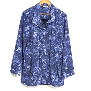 Soft Surroundings Womens Large Sea Mist Purple Anorak Zip Snap Up Jacket Coat